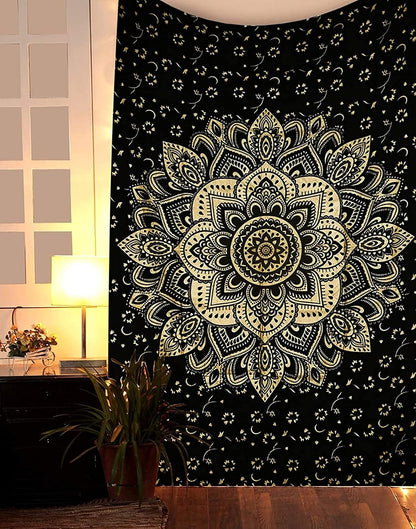 Large Green Ombre Mandala Tapestry Wall Hanging,Indian Cotton Beach Throw Blanket Hippie Queen Boho Décor,Meditation Yoga Mat Rugs,82x92 Inches