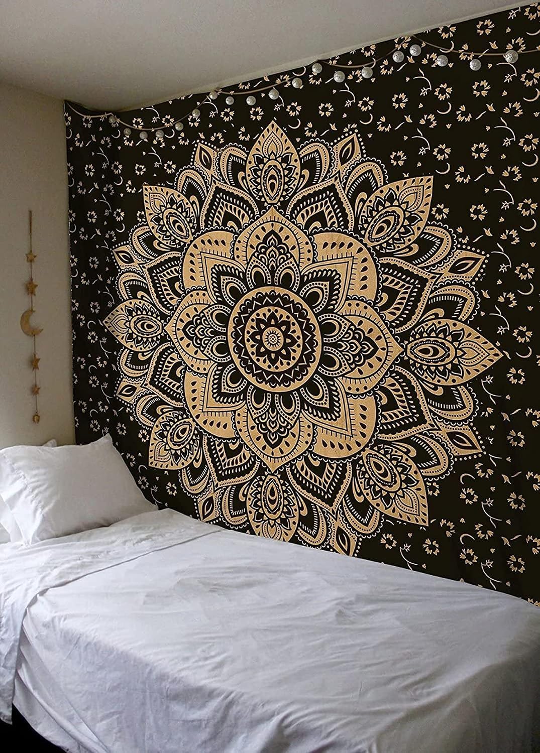 Large Green Ombre Mandala Tapestry Wall Hanging,Indian Cotton Beach Throw Blanket Hippie Queen Boho Décor,Meditation Yoga Mat Rugs,82x92 Inches