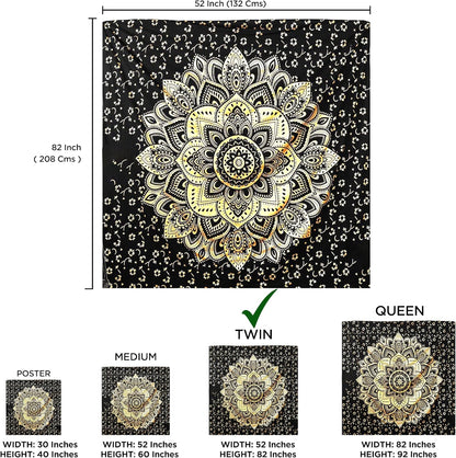 Large Green Ombre Mandala Tapestry Wall Hanging,Indian Cotton Beach Throw Blanket Hippie Queen Boho Décor,Meditation Yoga Mat Rugs,82x92 Inches