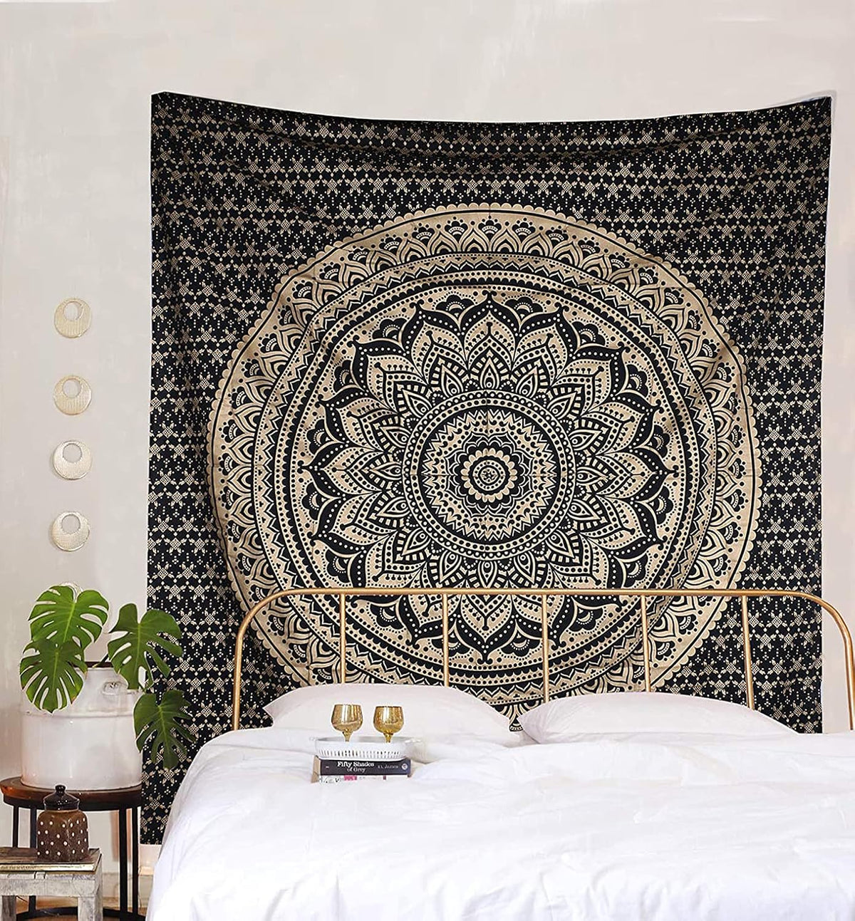 Large Green Ombre Mandala Tapestry Wall Hanging,Indian Cotton Beach Throw Blanket Hippie Queen Boho Décor,Meditation Yoga Mat Rugs,82x92 Inches