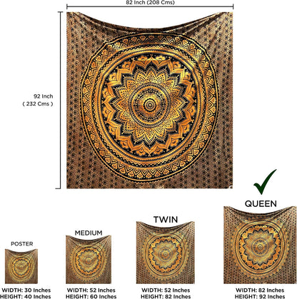 Large Green Ombre Mandala Tapestry Wall Hanging,Indian Cotton Beach Throw Blanket Hippie Queen Boho Décor,Meditation Yoga Mat Rugs,82x92 Inches