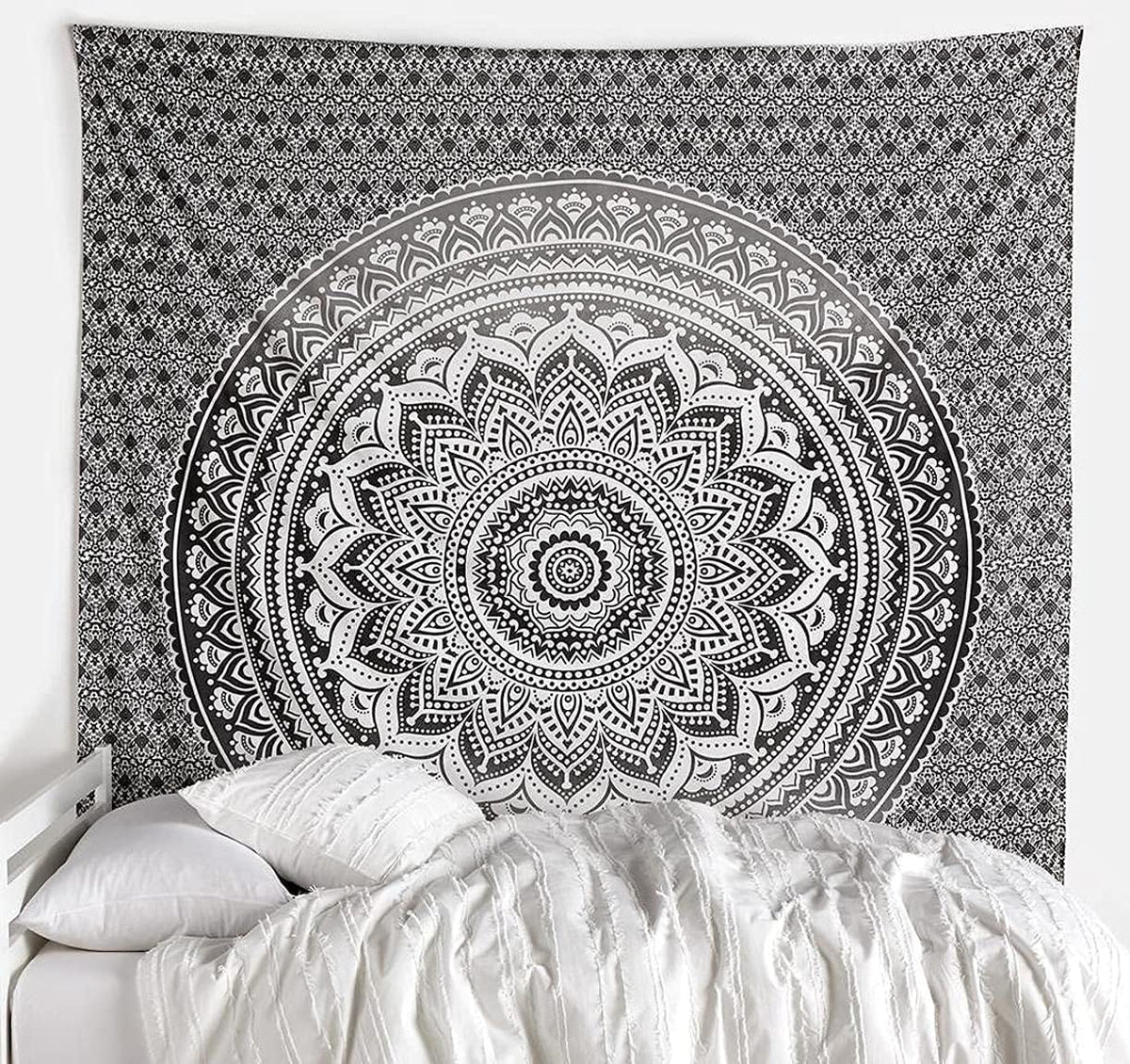 Large Green Ombre Mandala Tapestry Wall Hanging,Indian Cotton Beach Throw Blanket Hippie Queen Boho Décor,Meditation Yoga Mat Rugs,82x92 Inches