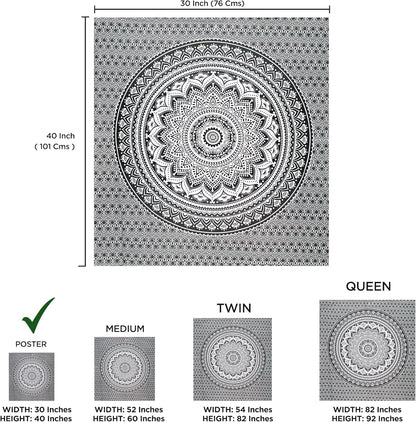 Large Green Ombre Mandala Tapestry Wall Hanging,Indian Cotton Beach Throw Blanket Hippie Queen Boho Décor,Meditation Yoga Mat Rugs,82x92 Inches