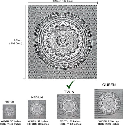 Large Green Ombre Mandala Tapestry Wall Hanging,Indian Cotton Beach Throw Blanket Hippie Queen Boho Décor,Meditation Yoga Mat Rugs,82x92 Inches