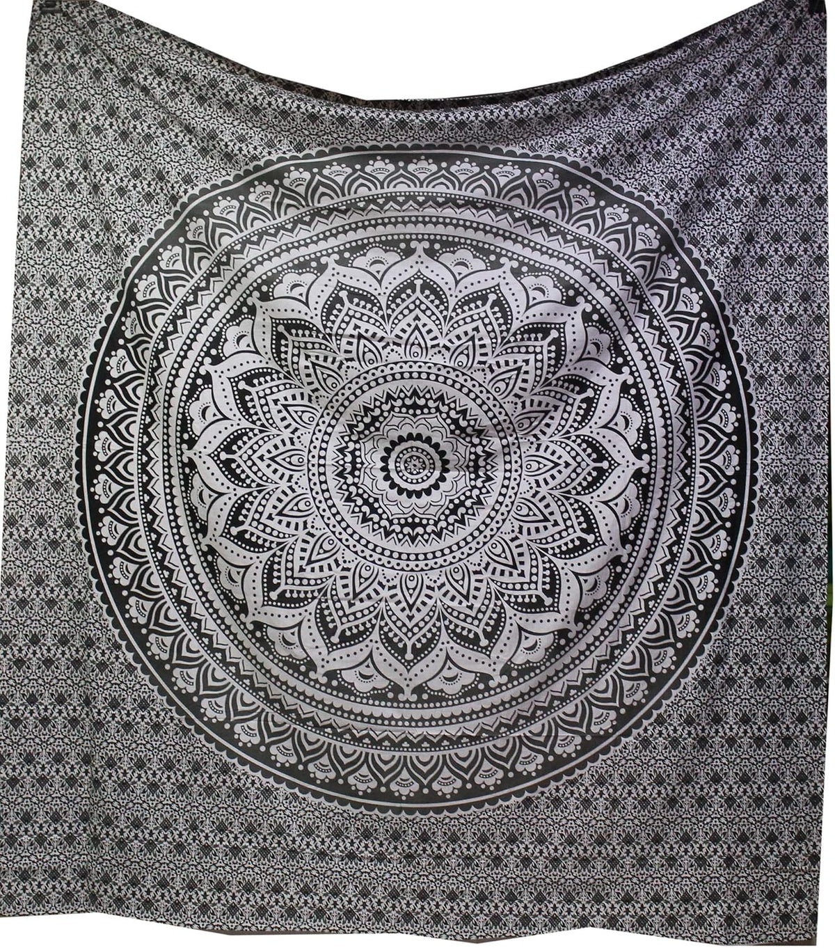 Large Green Ombre Mandala Tapestry Wall Hanging,Indian Cotton Beach Throw Blanket Hippie Queen Boho Décor,Meditation Yoga Mat Rugs,82x92 Inches