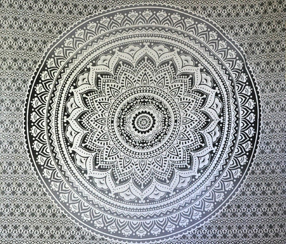 Large Green Ombre Mandala Tapestry Wall Hanging,Indian Cotton Beach Throw Blanket Hippie Queen Boho Décor,Meditation Yoga Mat Rugs,82x92 Inches