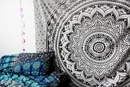 Large Green Ombre Mandala Tapestry Wall Hanging,Indian Cotton Beach Throw Blanket Hippie Queen Boho Décor,Meditation Yoga Mat Rugs,82x92 Inches