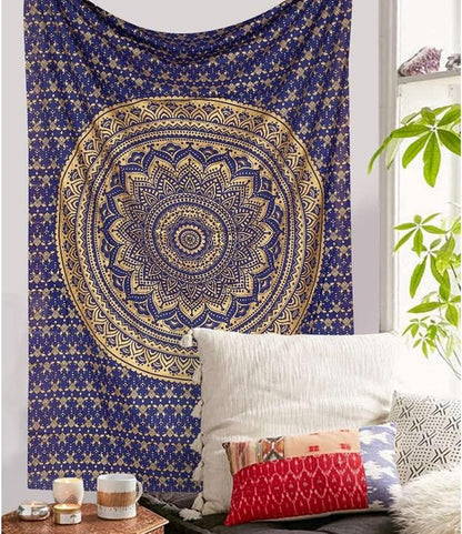 Large Green Ombre Mandala Tapestry Wall Hanging,Indian Cotton Beach Throw Blanket Hippie Queen Boho Décor,Meditation Yoga Mat Rugs,82x92 Inches