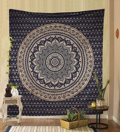 Large Green Ombre Mandala Tapestry Wall Hanging,Indian Cotton Beach Throw Blanket Hippie Queen Boho Décor,Meditation Yoga Mat Rugs,82x92 Inches