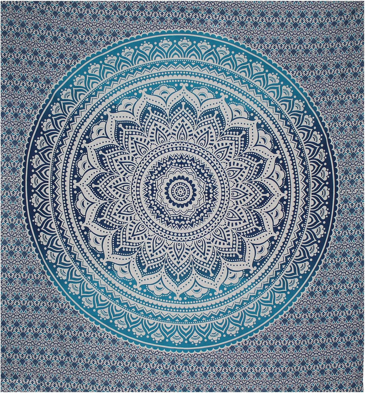 Large Green Ombre Mandala Tapestry Wall Hanging,Indian Cotton Beach Throw Blanket Hippie Queen Boho Décor,Meditation Yoga Mat Rugs,82x92 Inches