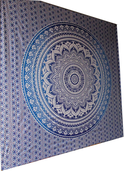 Large Green Ombre Mandala Tapestry Wall Hanging,Indian Cotton Beach Throw Blanket Hippie Queen Boho Décor,Meditation Yoga Mat Rugs,82x92 Inches