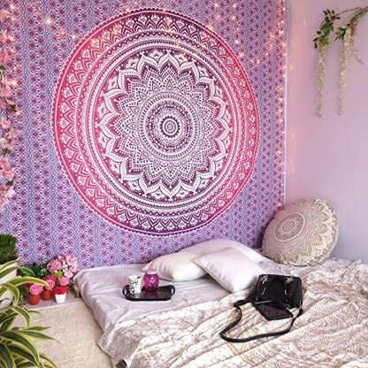 Large Green Ombre Mandala Tapestry Wall Hanging,Indian Cotton Beach Throw Blanket Hippie Queen Boho Décor,Meditation Yoga Mat Rugs,82x92 Inches