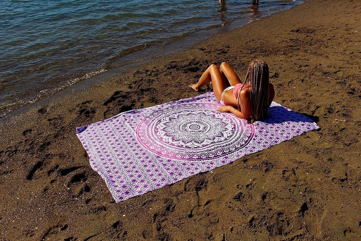 Large Green Ombre Mandala Tapestry Wall Hanging,Indian Cotton Beach Throw Blanket Hippie Queen Boho Décor,Meditation Yoga Mat Rugs,82x92 Inches