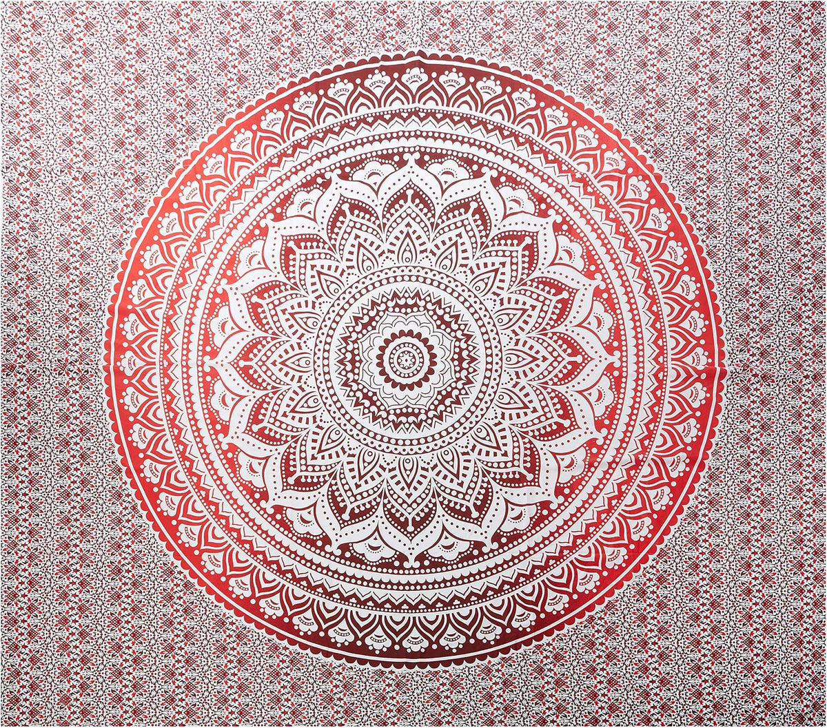 Large Green Ombre Mandala Tapestry Wall Hanging,Indian Cotton Beach Throw Blanket Hippie Queen Boho Décor,Meditation Yoga Mat Rugs,82x92 Inches