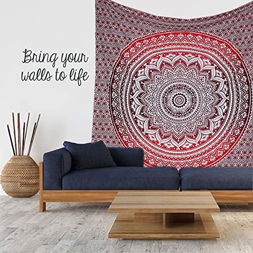 Large Green Ombre Mandala Tapestry Wall Hanging,Indian Cotton Beach Throw Blanket Hippie Queen Boho Décor,Meditation Yoga Mat Rugs,82x92 Inches