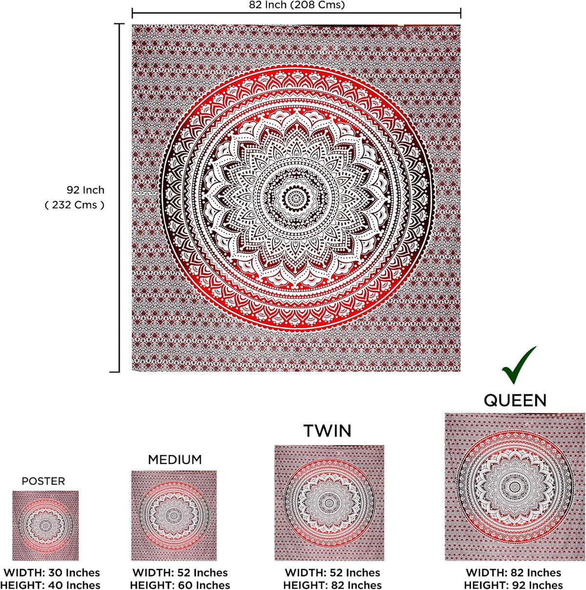 Large Green Ombre Mandala Tapestry Wall Hanging,Indian Cotton Beach Throw Blanket Hippie Queen Boho Décor,Meditation Yoga Mat Rugs,82x92 Inches