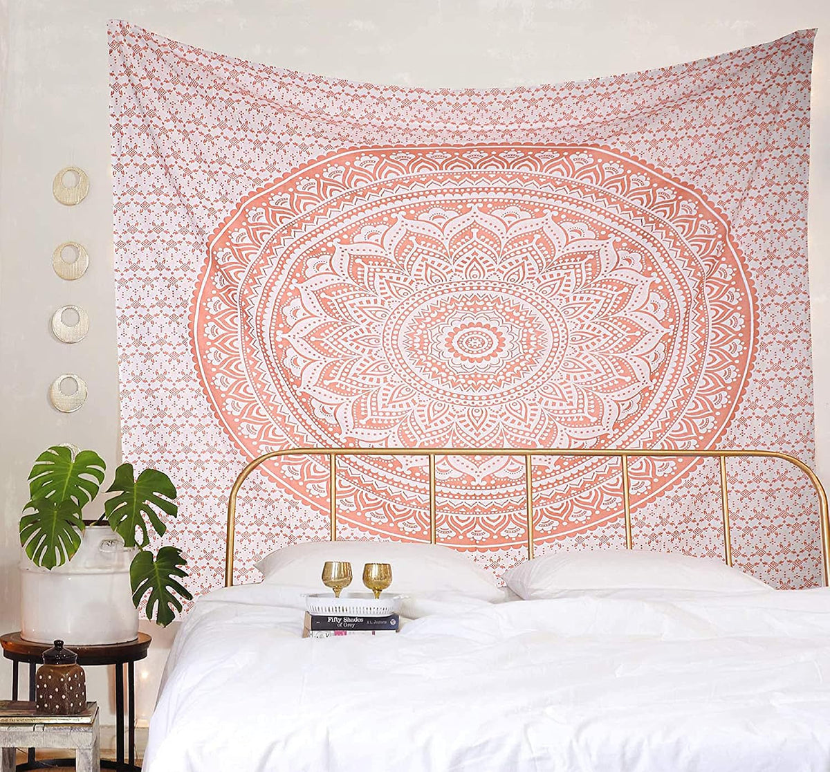 Large Green Ombre Mandala Tapestry Wall Hanging,Indian Cotton Beach Throw Blanket Hippie Queen Boho Décor,Meditation Yoga Mat Rugs,82x92 Inches