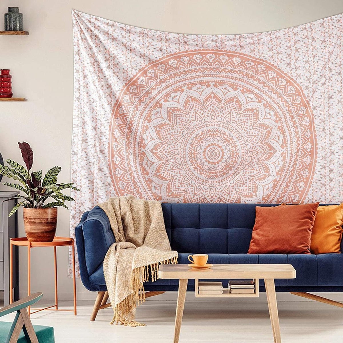 Large Green Ombre Mandala Tapestry Wall Hanging,Indian Cotton Beach Throw Blanket Hippie Queen Boho Décor,Meditation Yoga Mat Rugs,82x92 Inches