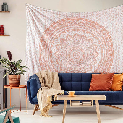 Large Green Ombre Mandala Tapestry Wall Hanging,Indian Cotton Beach Throw Blanket Hippie Queen Boho Décor,Meditation Yoga Mat Rugs,82x92 Inches