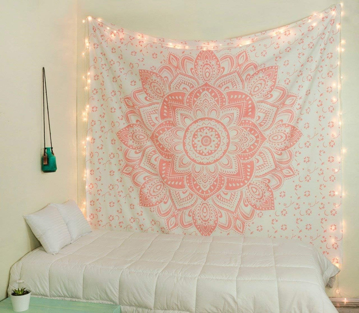 Large Green Ombre Mandala Tapestry Wall Hanging,Indian Cotton Beach Throw Blanket Hippie Queen Boho Décor,Meditation Yoga Mat Rugs,82x92 Inches