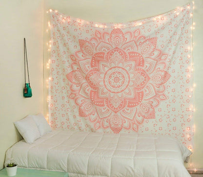 Large Green Ombre Mandala Tapestry Wall Hanging,Indian Cotton Beach Throw Blanket Hippie Queen Boho Décor,Meditation Yoga Mat Rugs,82x92 Inches