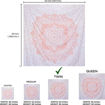 Large Green Ombre Mandala Tapestry Wall Hanging,Indian Cotton Beach Throw Blanket Hippie Queen Boho Décor,Meditation Yoga Mat Rugs,82x92 Inches