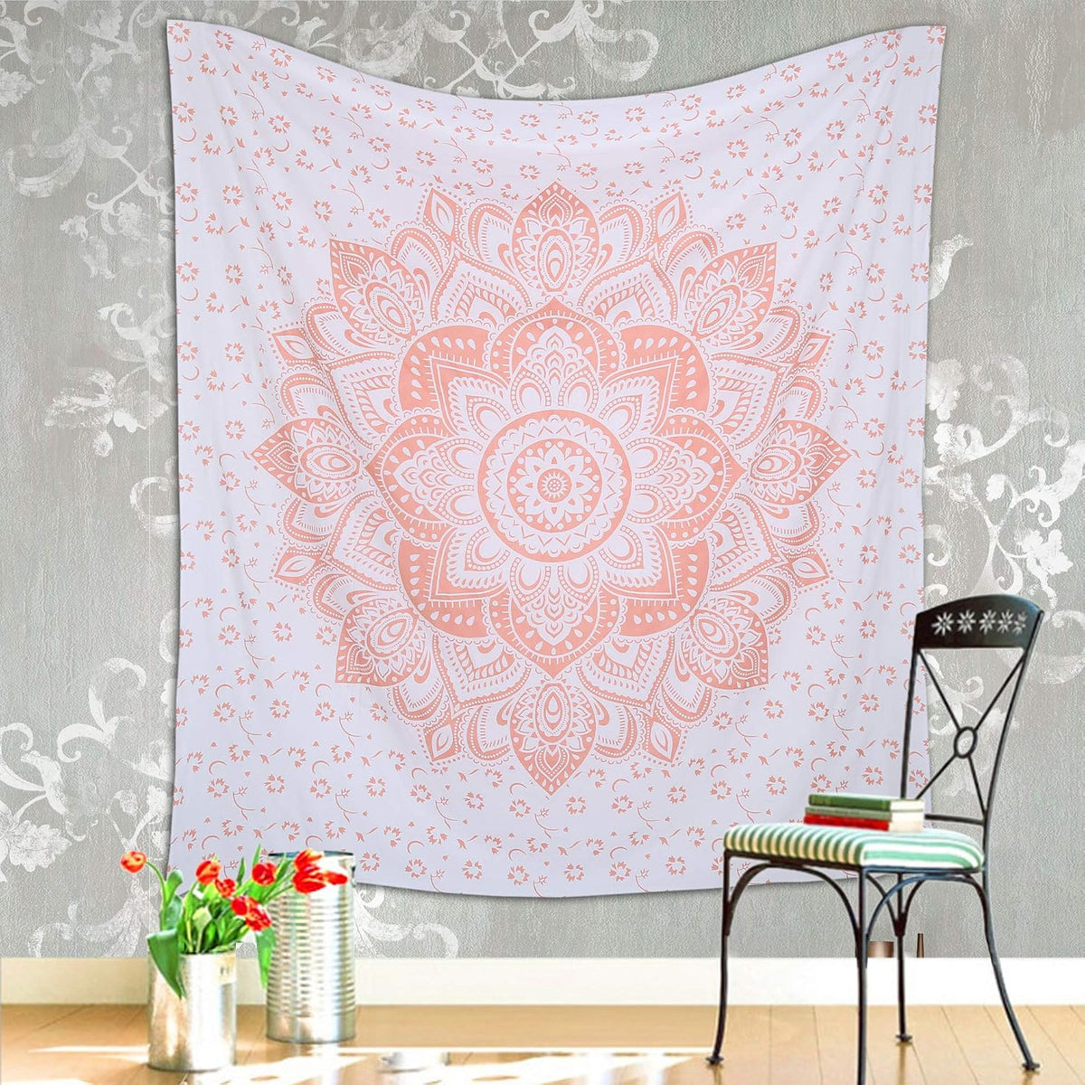 Large Green Ombre Mandala Tapestry Wall Hanging,Indian Cotton Beach Throw Blanket Hippie Queen Boho Décor,Meditation Yoga Mat Rugs,82x92 Inches