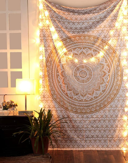 Large Green Ombre Mandala Tapestry Wall Hanging,Indian Cotton Beach Throw Blanket Hippie Queen Boho Décor,Meditation Yoga Mat Rugs,82x92 Inches