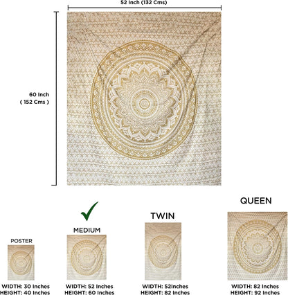 Large Green Ombre Mandala Tapestry Wall Hanging,Indian Cotton Beach Throw Blanket Hippie Queen Boho Décor,Meditation Yoga Mat Rugs,82x92 Inches