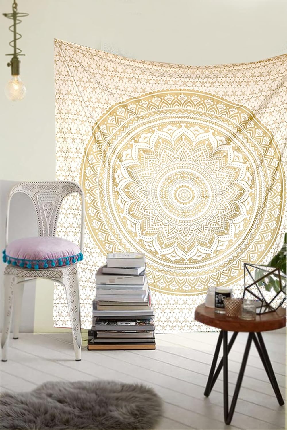 Large Green Ombre Mandala Tapestry Wall Hanging,Indian Cotton Beach Throw Blanket Hippie Queen Boho Décor,Meditation Yoga Mat Rugs,82x92 Inches