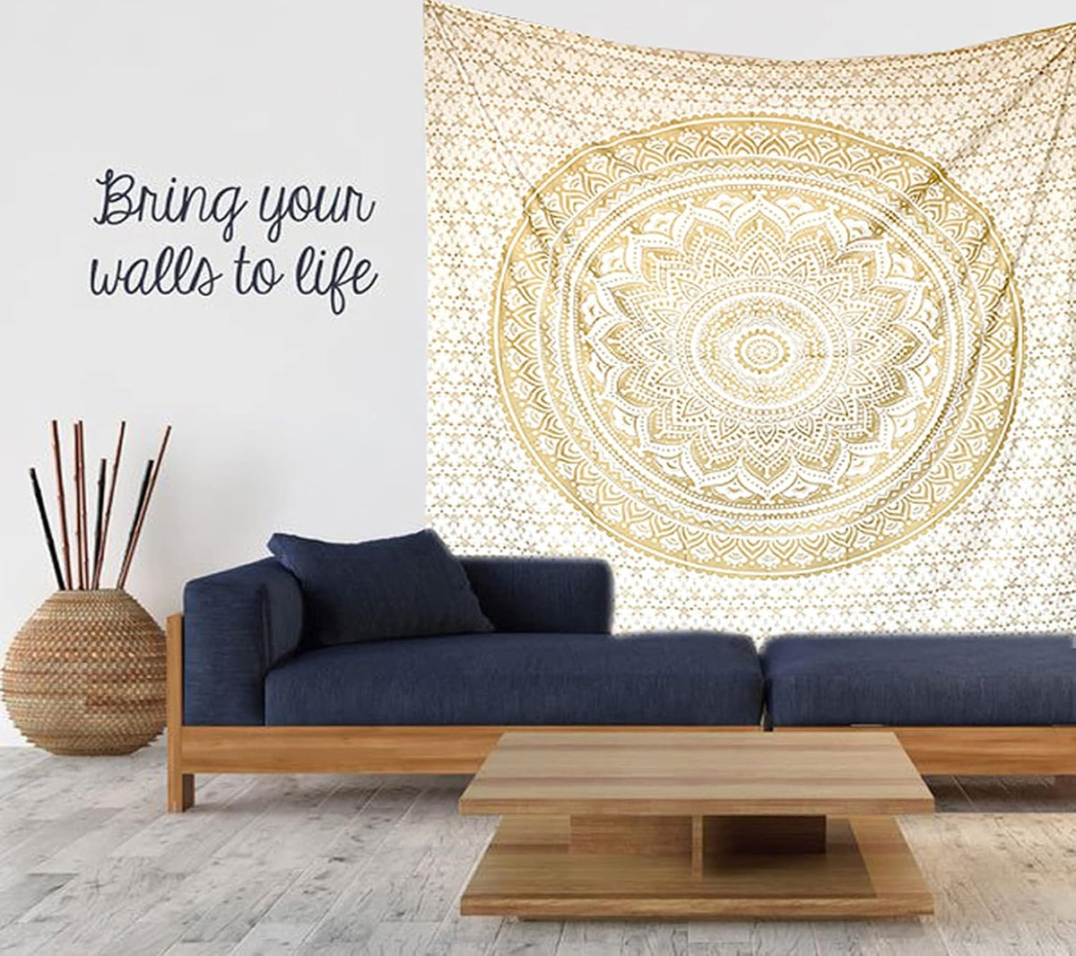 Large Green Ombre Mandala Tapestry Wall Hanging,Indian Cotton Beach Throw Blanket Hippie Queen Boho Décor,Meditation Yoga Mat Rugs,82x92 Inches