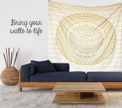 Large Green Ombre Mandala Tapestry Wall Hanging,Indian Cotton Beach Throw Blanket Hippie Queen Boho Décor,Meditation Yoga Mat Rugs,82x92 Inches