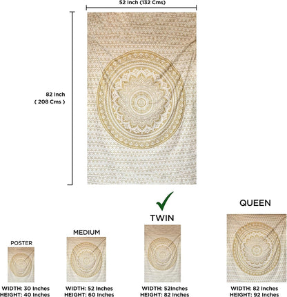 Large Green Ombre Mandala Tapestry Wall Hanging,Indian Cotton Beach Throw Blanket Hippie Queen Boho Décor,Meditation Yoga Mat Rugs,82x92 Inches