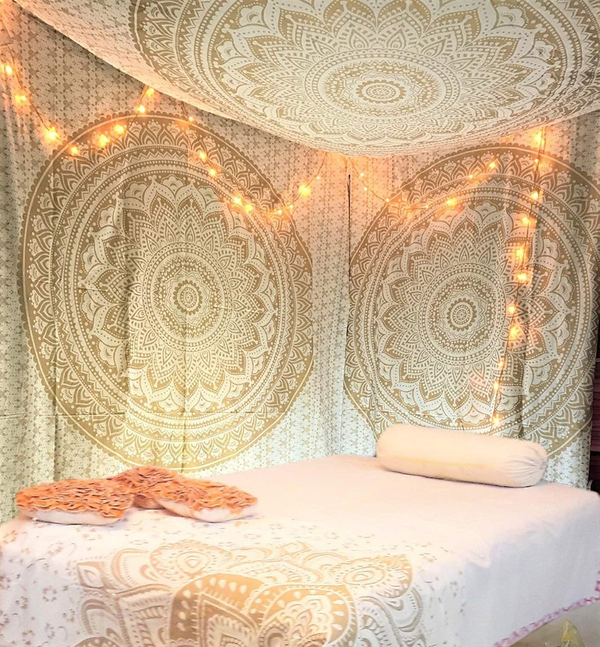 Large Green Ombre Mandala Tapestry Wall Hanging,Indian Cotton Beach Throw Blanket Hippie Queen Boho Décor,Meditation Yoga Mat Rugs,82x92 Inches