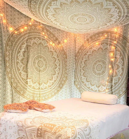 Large Green Ombre Mandala Tapestry Wall Hanging,Indian Cotton Beach Throw Blanket Hippie Queen Boho Décor,Meditation Yoga Mat Rugs,82x92 Inches