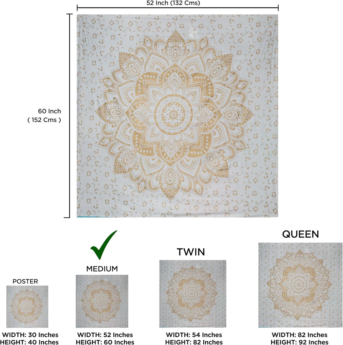 Large Green Ombre Mandala Tapestry Wall Hanging,Indian Cotton Beach Throw Blanket Hippie Queen Boho Décor,Meditation Yoga Mat Rugs,82x92 Inches