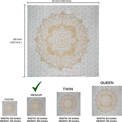 Large Green Ombre Mandala Tapestry Wall Hanging,Indian Cotton Beach Throw Blanket Hippie Queen Boho Décor,Meditation Yoga Mat Rugs,82x92 Inches