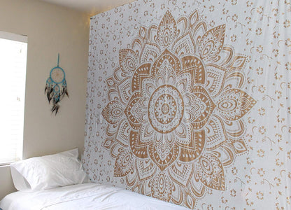 Large Green Ombre Mandala Tapestry Wall Hanging,Indian Cotton Beach Throw Blanket Hippie Queen Boho Décor,Meditation Yoga Mat Rugs,82x92 Inches