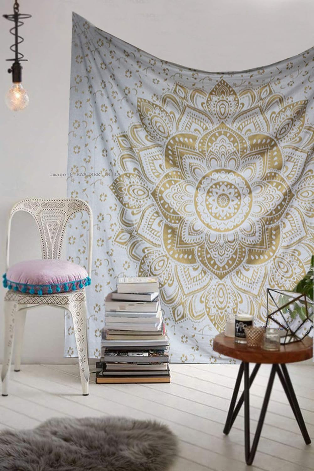 Large Green Ombre Mandala Tapestry Wall Hanging,Indian Cotton Beach Throw Blanket Hippie Queen Boho Décor,Meditation Yoga Mat Rugs,82x92 Inches