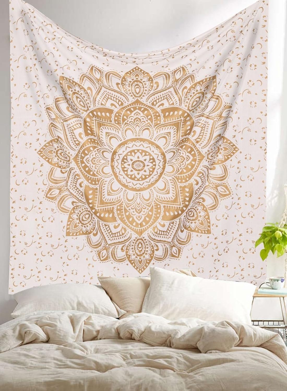 Large Green Ombre Mandala Tapestry Wall Hanging,Indian Cotton Beach Throw Blanket Hippie Queen Boho Décor,Meditation Yoga Mat Rugs,82x92 Inches