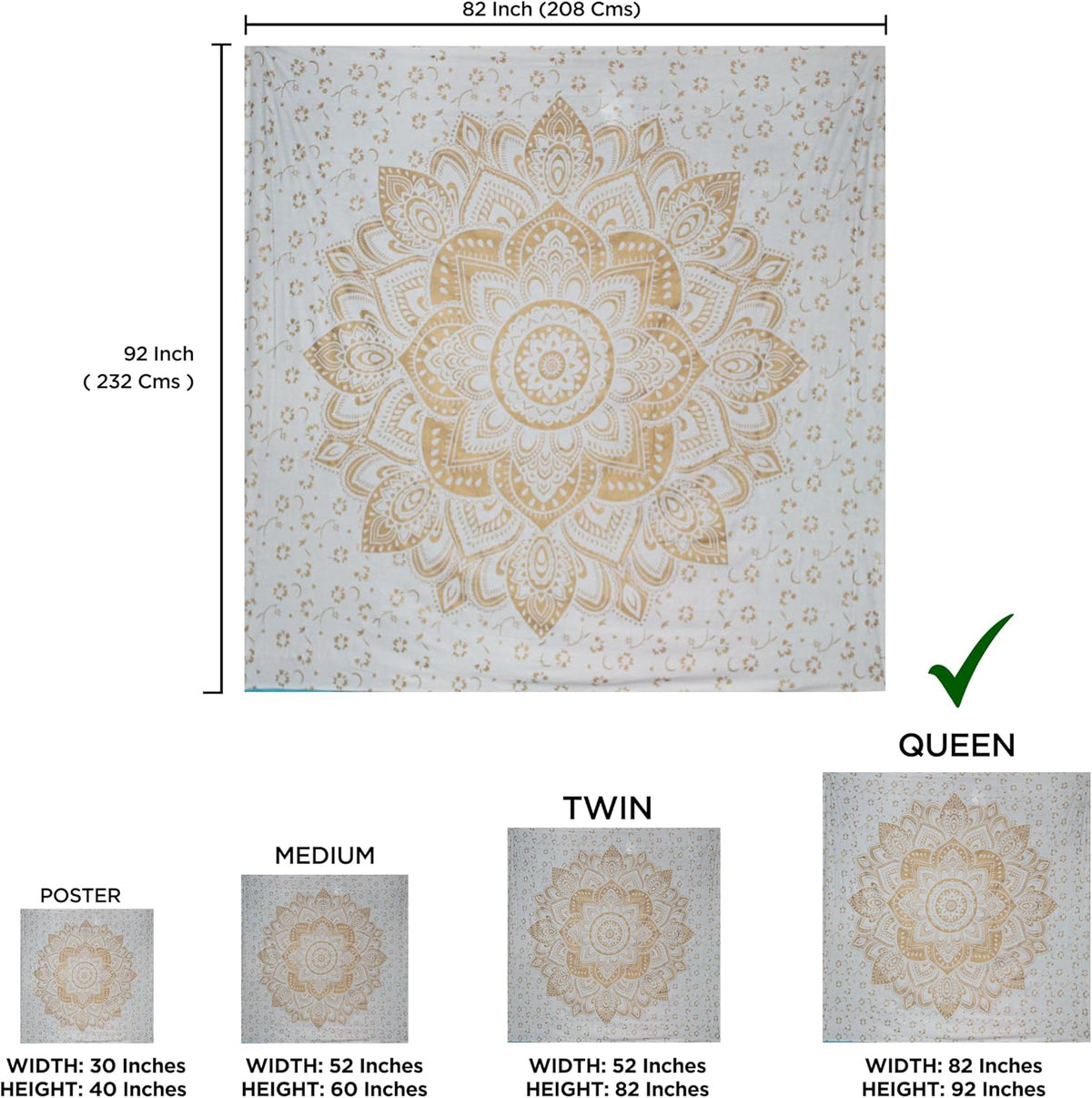 Large Green Ombre Mandala Tapestry Wall Hanging,Indian Cotton Beach Throw Blanket Hippie Queen Boho Décor,Meditation Yoga Mat Rugs,82x92 Inches