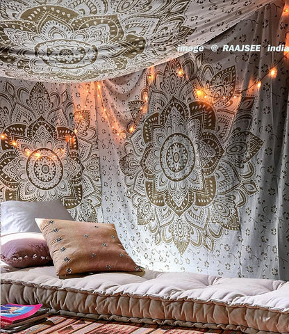 Large Green Ombre Mandala Tapestry Wall Hanging,Indian Cotton Beach Throw Blanket Hippie Queen Boho Décor,Meditation Yoga Mat Rugs,82x92 Inches