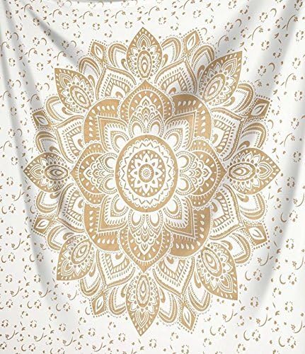 Large Green Ombre Mandala Tapestry Wall Hanging,Indian Cotton Beach Throw Blanket Hippie Queen Boho Décor,Meditation Yoga Mat Rugs,82x92 Inches