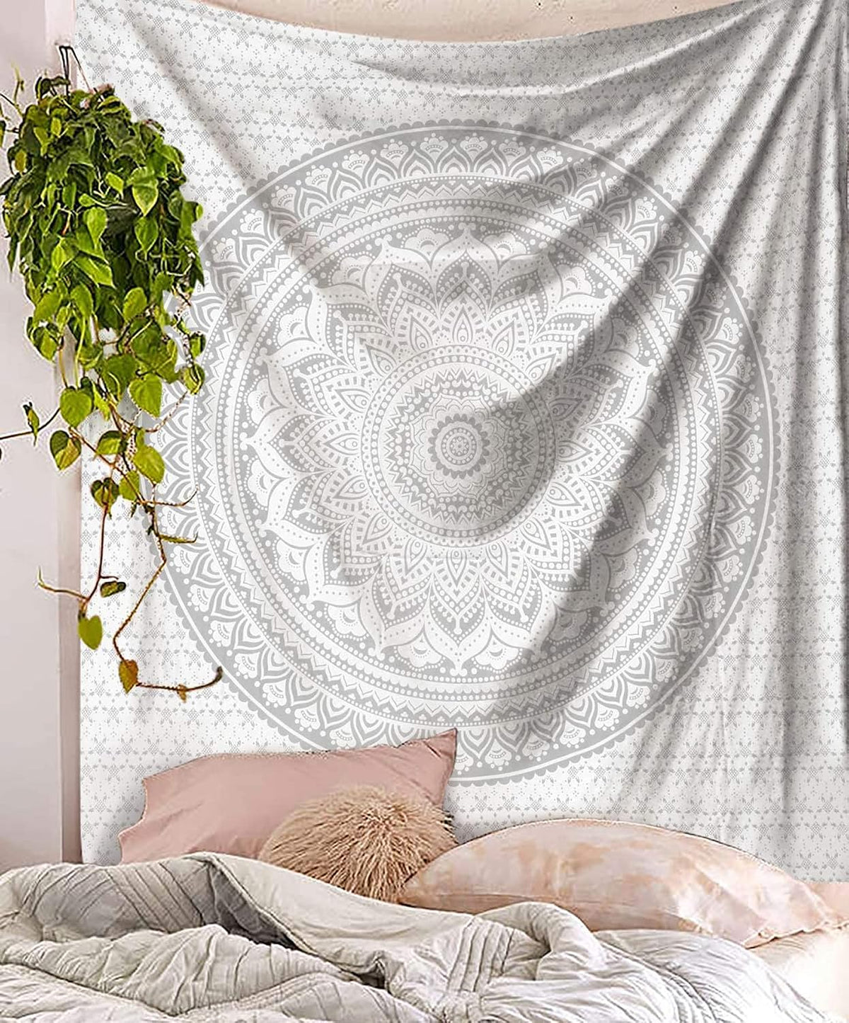 Large Green Ombre Mandala Tapestry Wall Hanging,Indian Cotton Beach Throw Blanket Hippie Queen Boho Décor,Meditation Yoga Mat Rugs,82x92 Inches