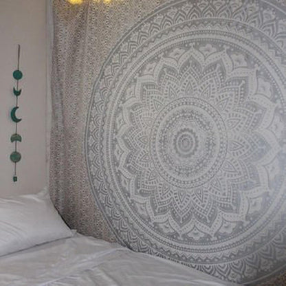 Large Green Ombre Mandala Tapestry Wall Hanging,Indian Cotton Beach Throw Blanket Hippie Queen Boho Décor,Meditation Yoga Mat Rugs,82x92 Inches