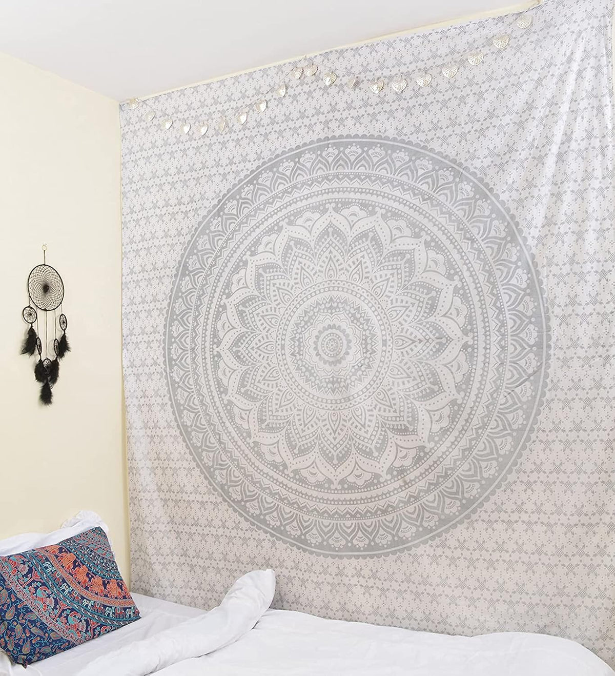 Large Green Ombre Mandala Tapestry Wall Hanging,Indian Cotton Beach Throw Blanket Hippie Queen Boho Décor,Meditation Yoga Mat Rugs,82x92 Inches
