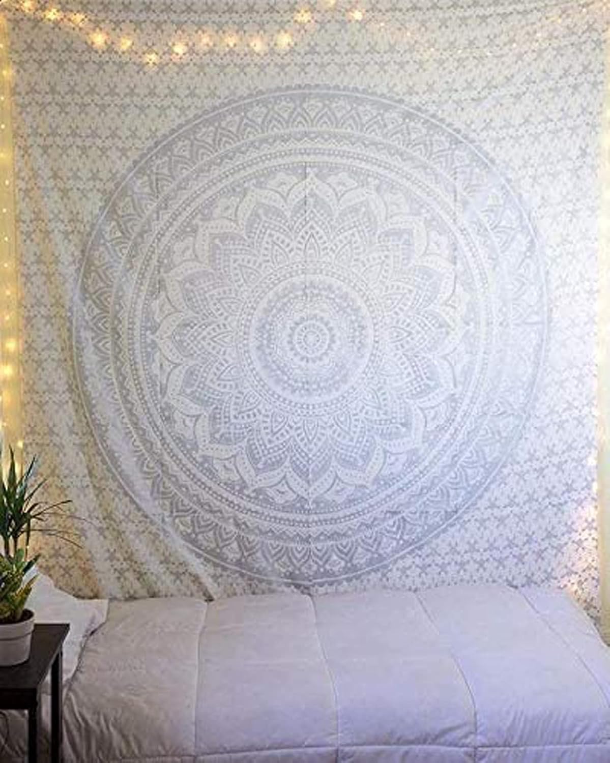 Large Green Ombre Mandala Tapestry Wall Hanging,Indian Cotton Beach Throw Blanket Hippie Queen Boho Décor,Meditation Yoga Mat Rugs,82x92 Inches