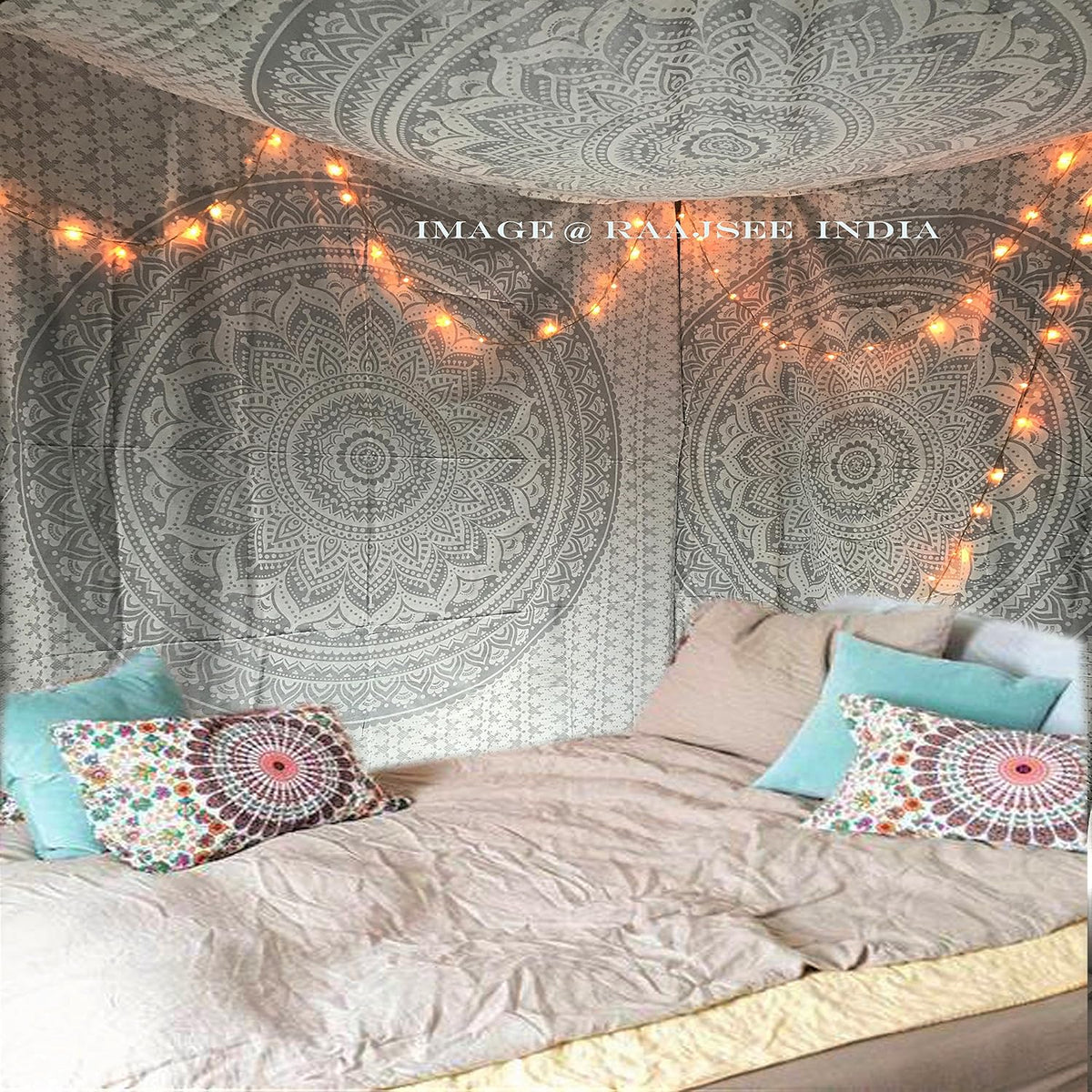 Large Green Ombre Mandala Tapestry Wall Hanging,Indian Cotton Beach Throw Blanket Hippie Queen Boho Décor,Meditation Yoga Mat Rugs,82x92 Inches