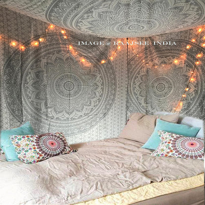 Large Green Ombre Mandala Tapestry Wall Hanging,Indian Cotton Beach Throw Blanket Hippie Queen Boho Décor,Meditation Yoga Mat Rugs,82x92 Inches