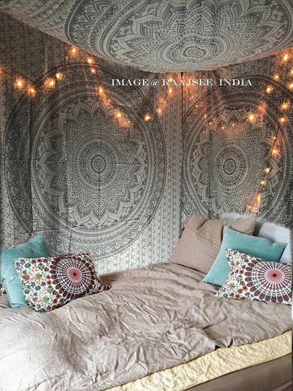 Large Green Ombre Mandala Tapestry Wall Hanging,Indian Cotton Beach Throw Blanket Hippie Queen Boho Décor,Meditation Yoga Mat Rugs,82x92 Inches